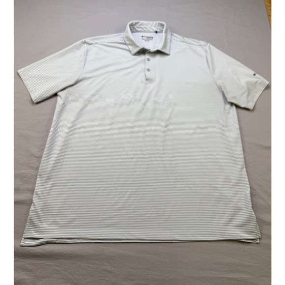 Columbia Golf Mens Omni-Wick Swing Polo Shirt Grey White Striped 2XL 18S14MP - Picture 1 of 6